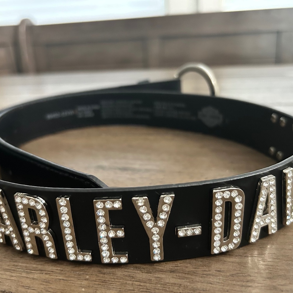 Harley-Davidson leather belt studded w/crystajs